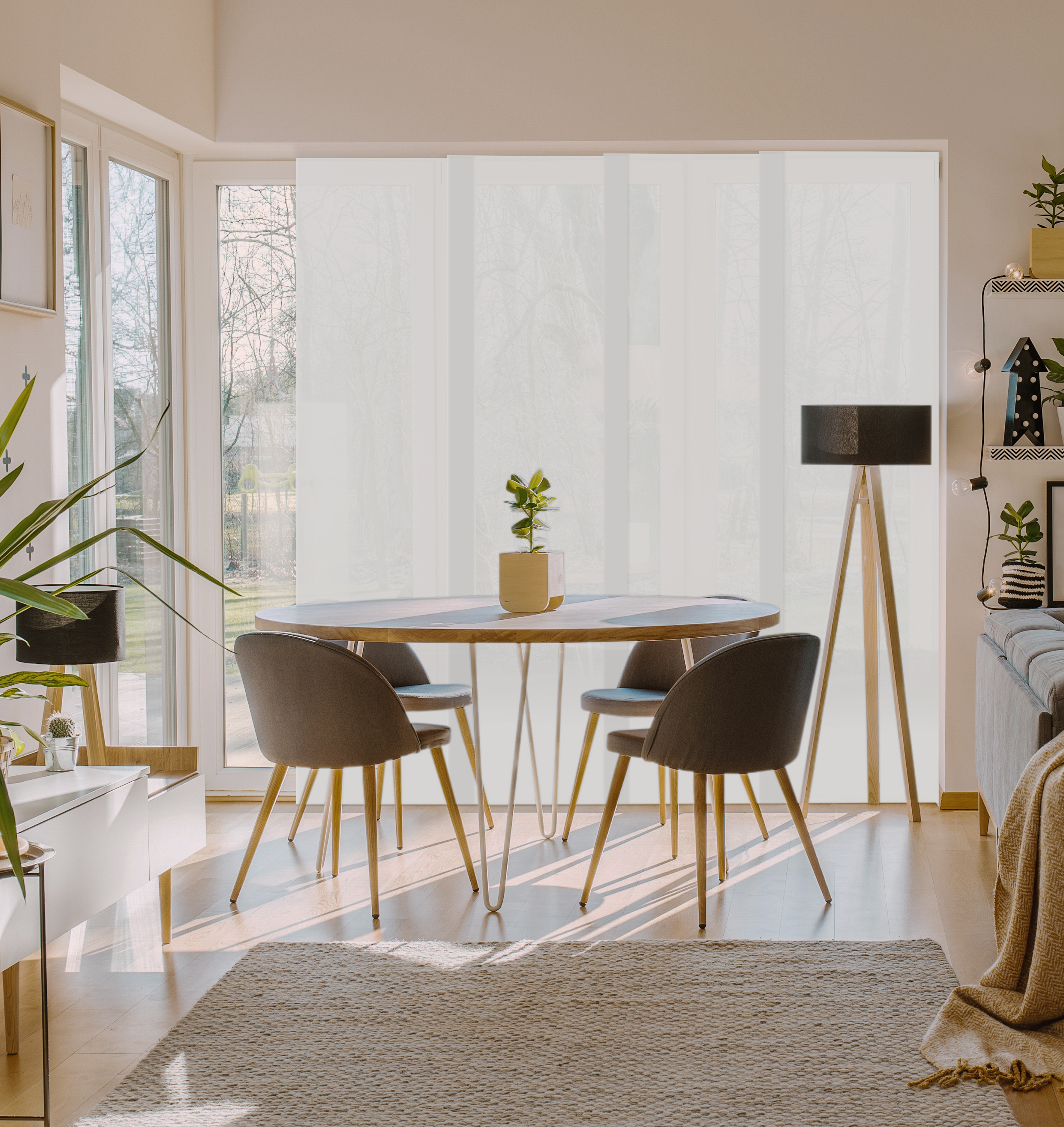 Painel Japonês Screen Cinzento Decoração nórdica