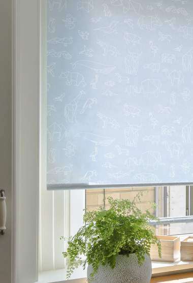 Estore enrol&aacute;vel Papiroflexia Azul Decora&ccedil;&atilde;o Detalhe